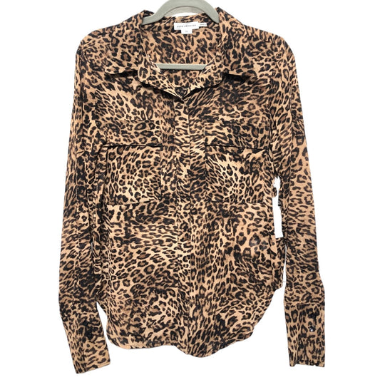 Animal Print Blouse Long Sleeve Good American, Size Xs