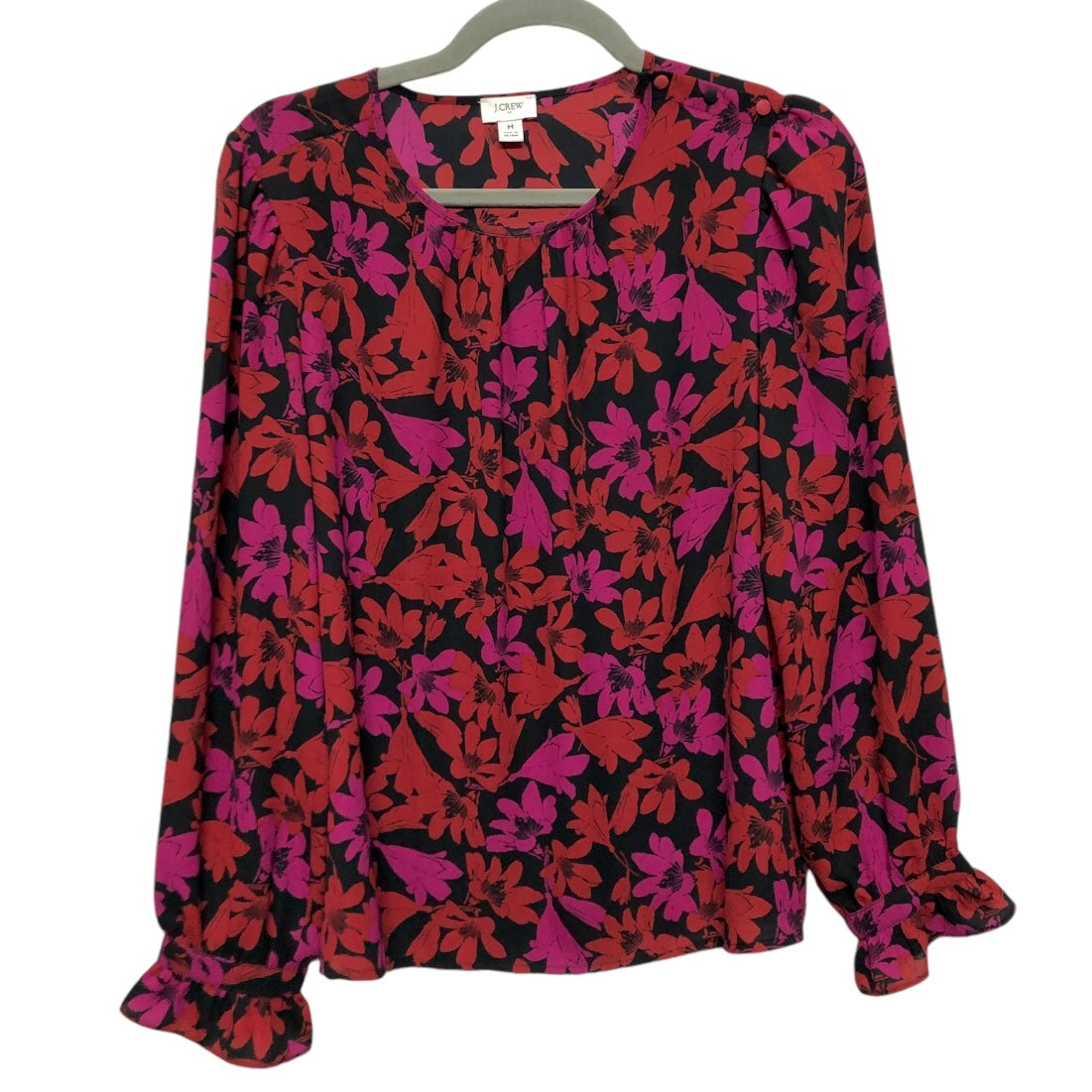 Blouse Long Sleeve By J. Crew In Black & Red, Size: M