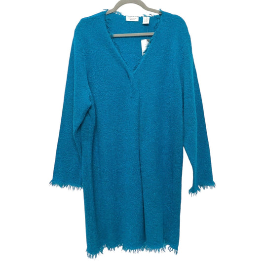 Sweater Cardigan By Laura Ashley In Blue, Size: 2x