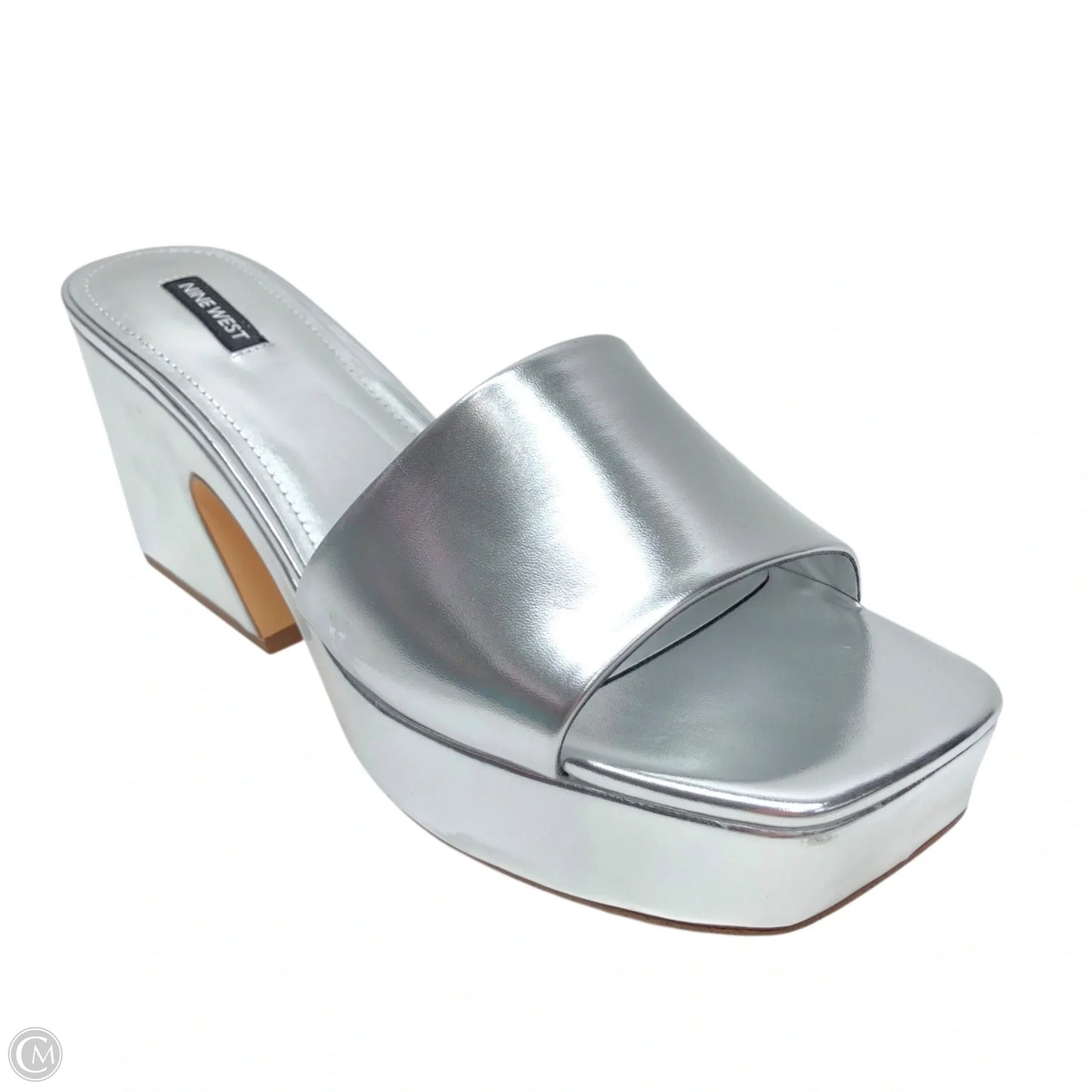 Sandals Heels Block By Nine West In Silver, Size: 12