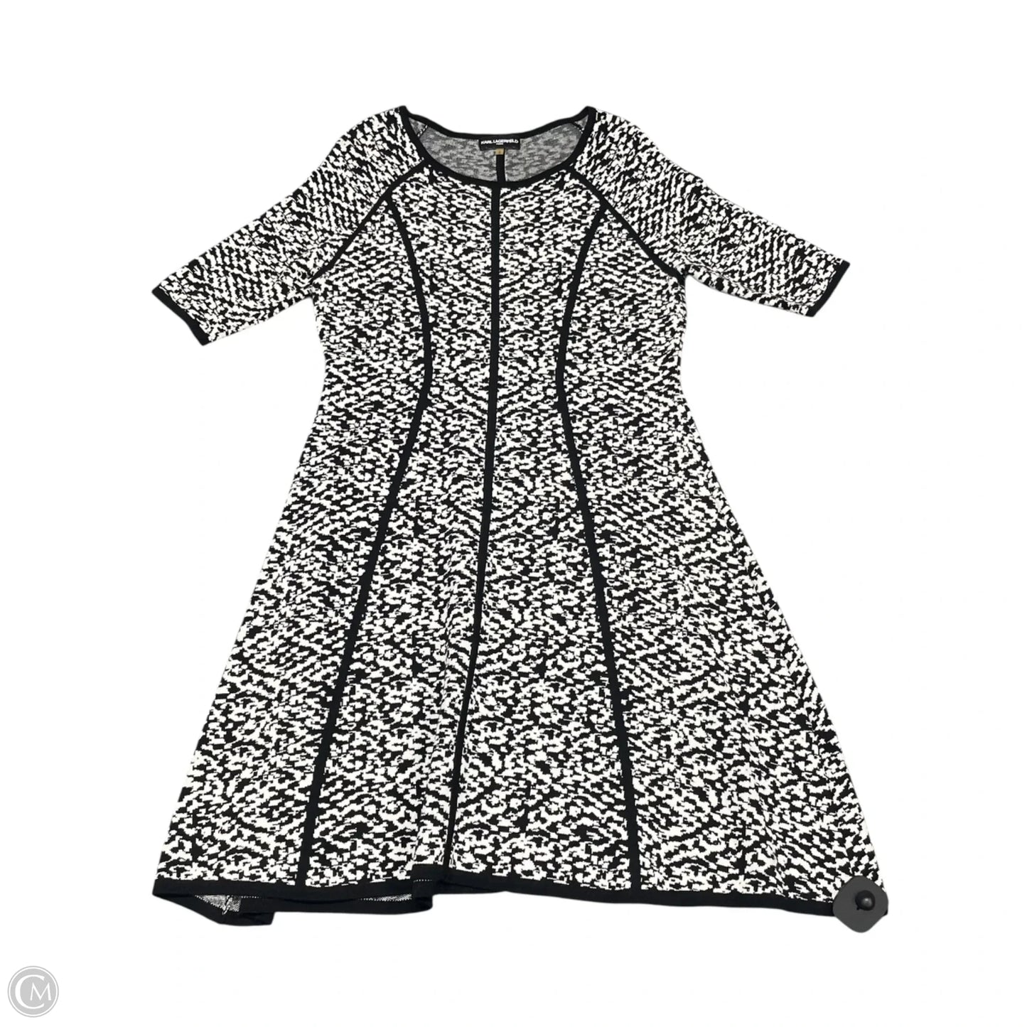 Dress Designer By Karl Lagerfeld In Black & White, Size: L