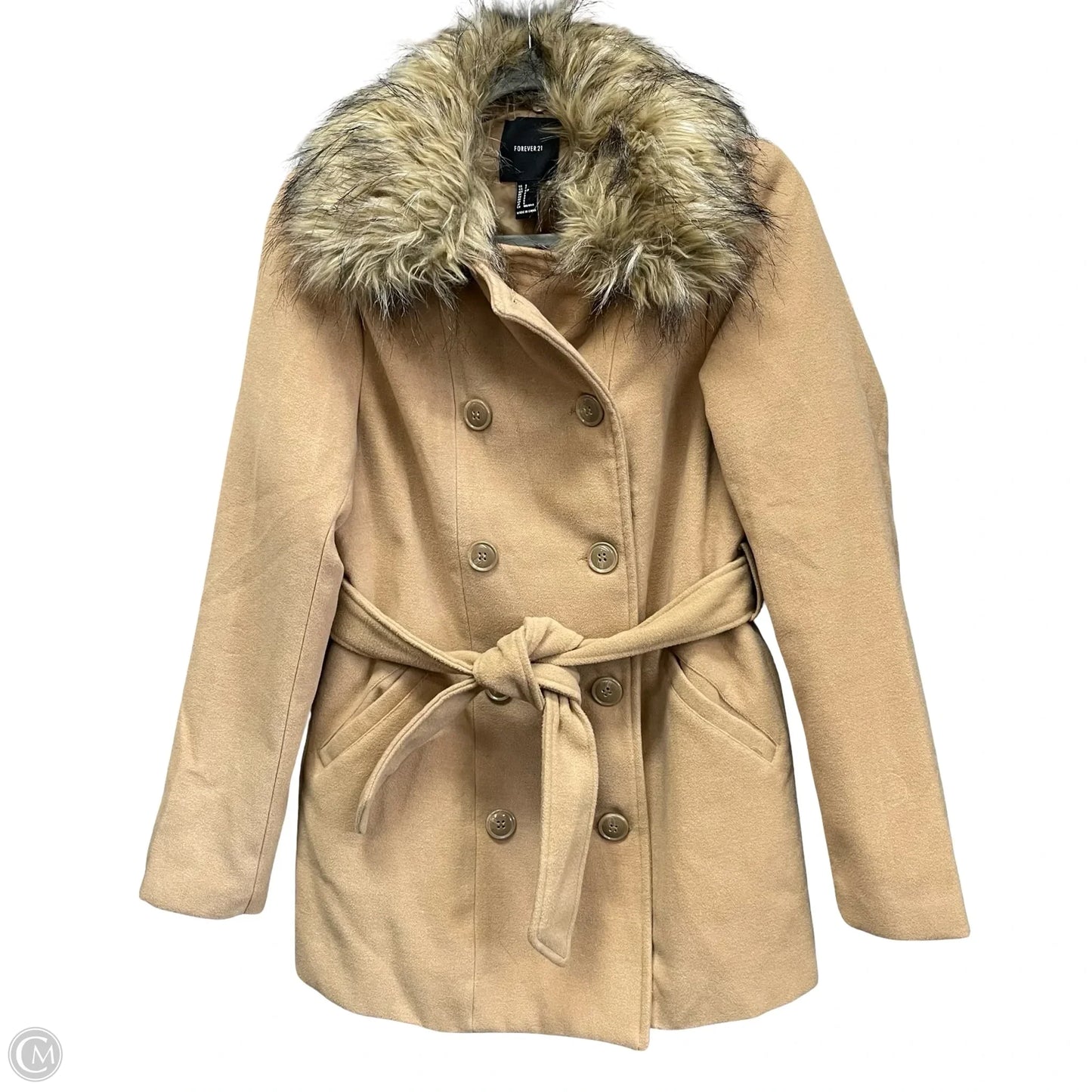 Coat Peacoat By Forever 21 In Tan, Size: S