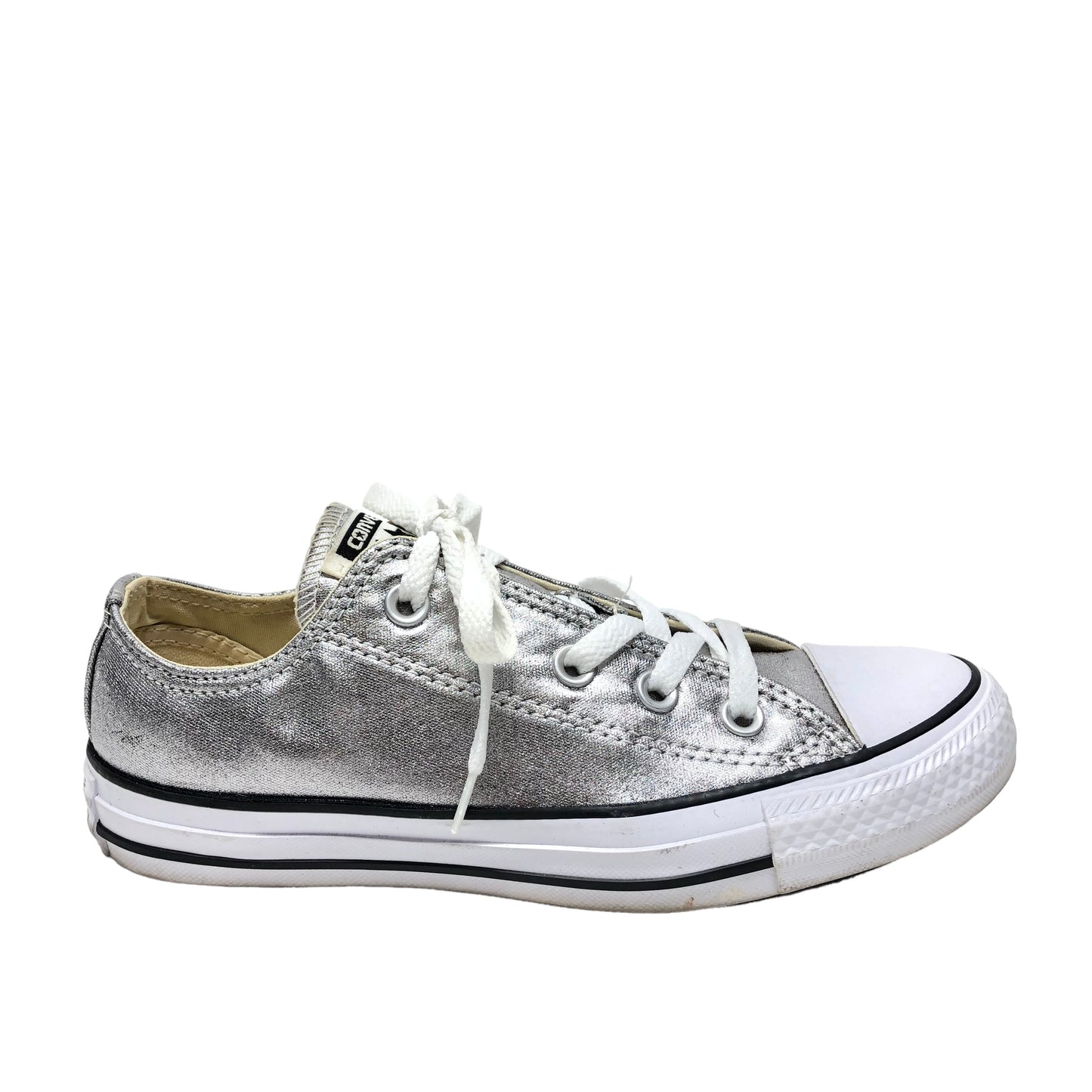 Silver Shoes Sneakers Converse, Size 6