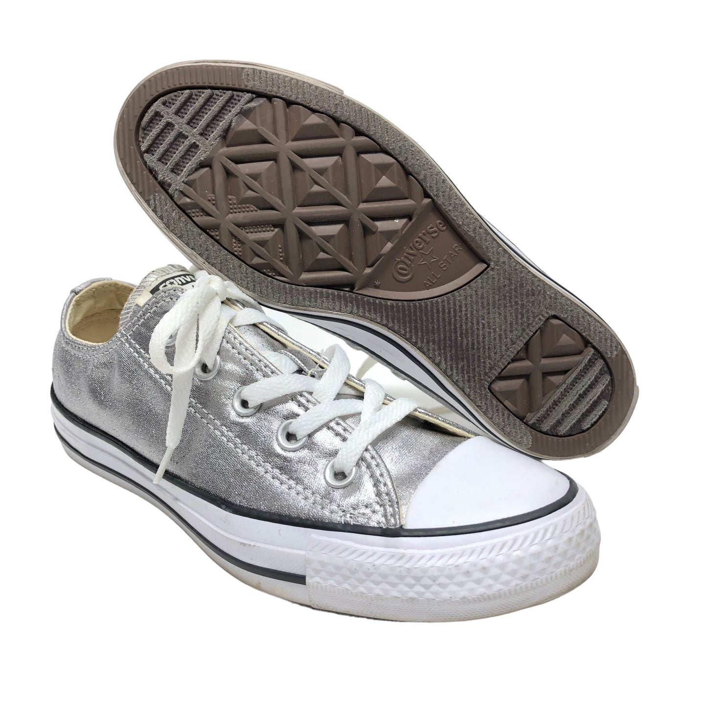 Silver Shoes Sneakers Converse, Size 6