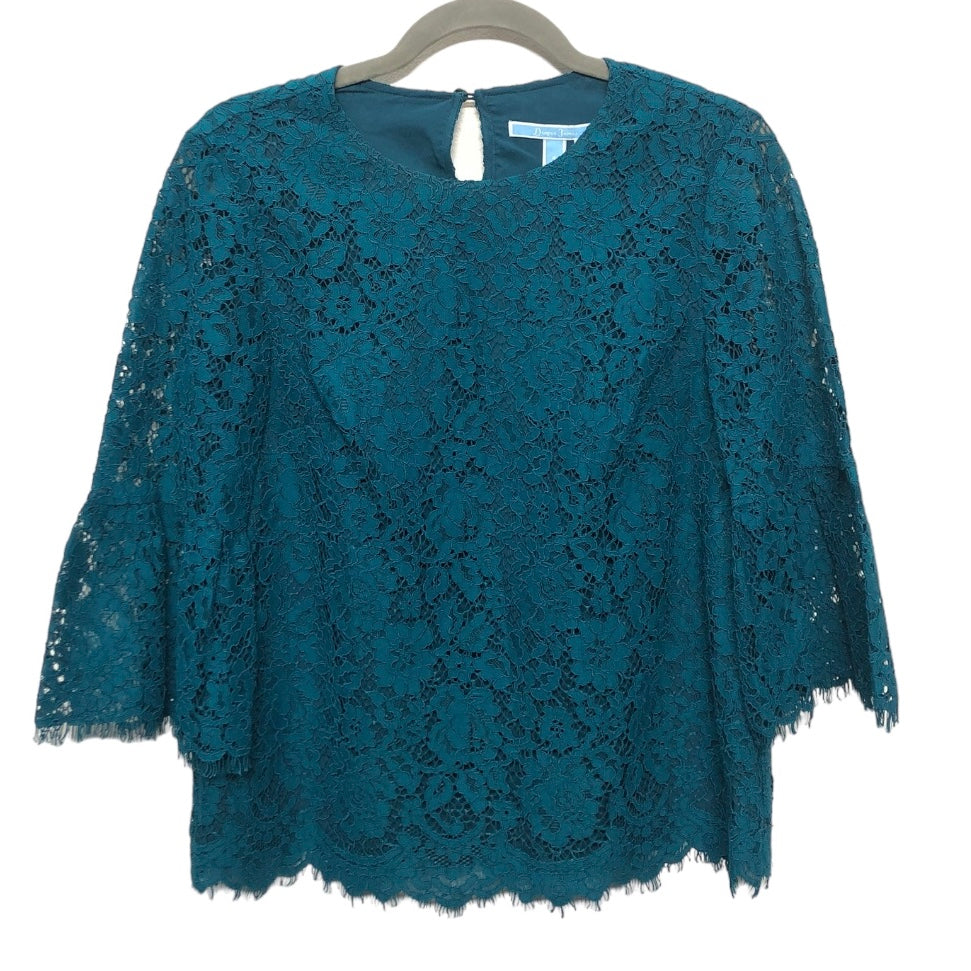 Blouse Long Sleeve By Draper James In Teal, Size: 4