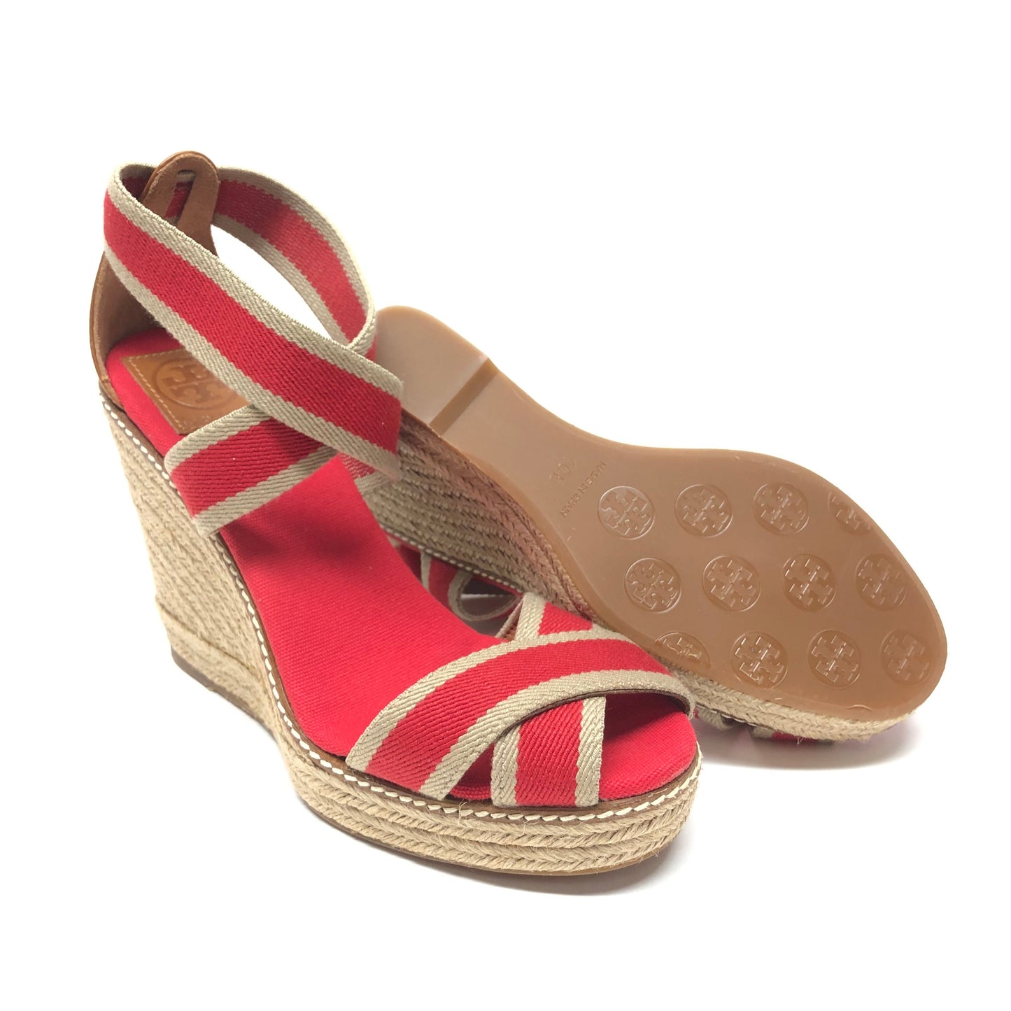 Sandals Designer By Tory Burch In Red, Size: 10