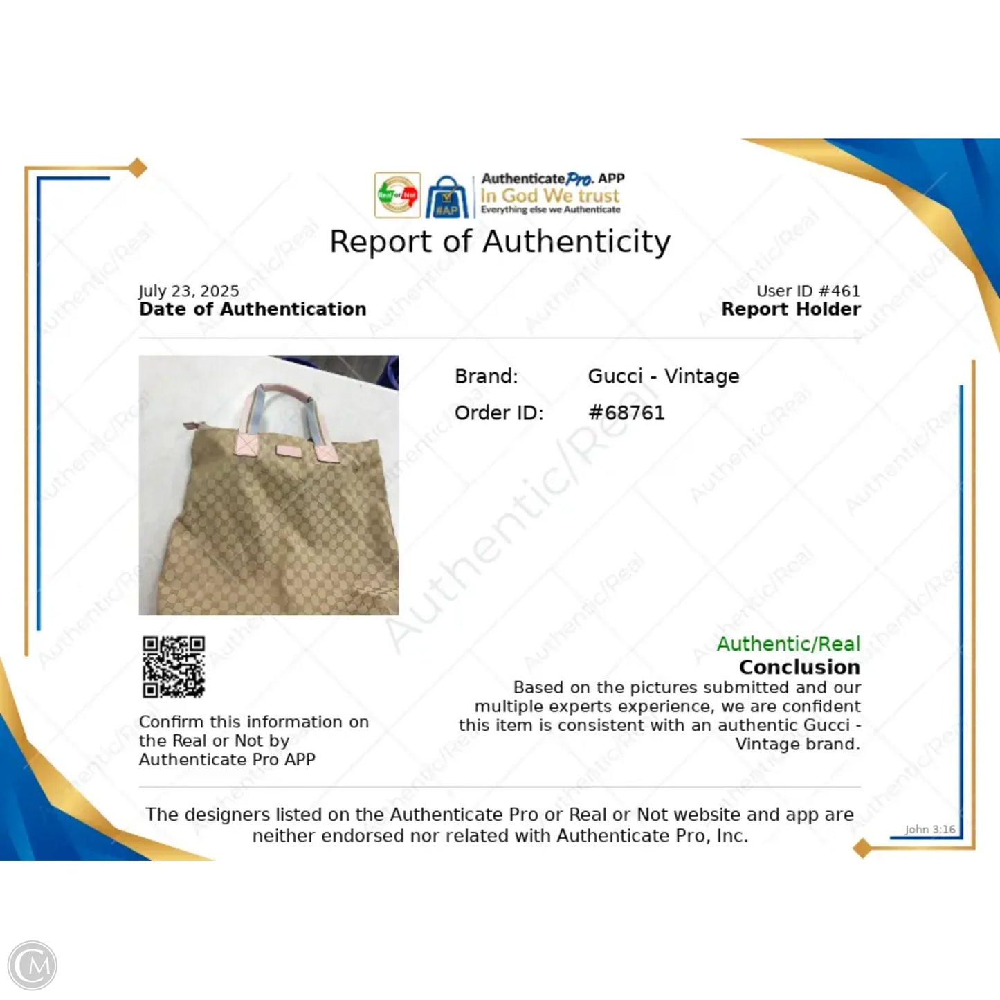 Tote Luxury Designer By Gucci, Size: Large