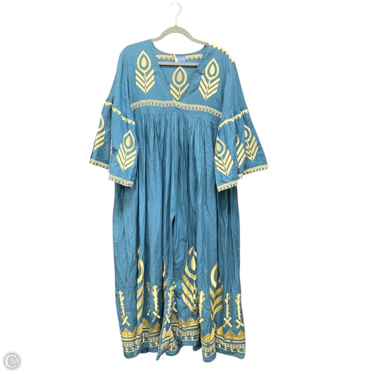 Dress Casual Midi By Cmc In Blue & Gold, Size: Xl