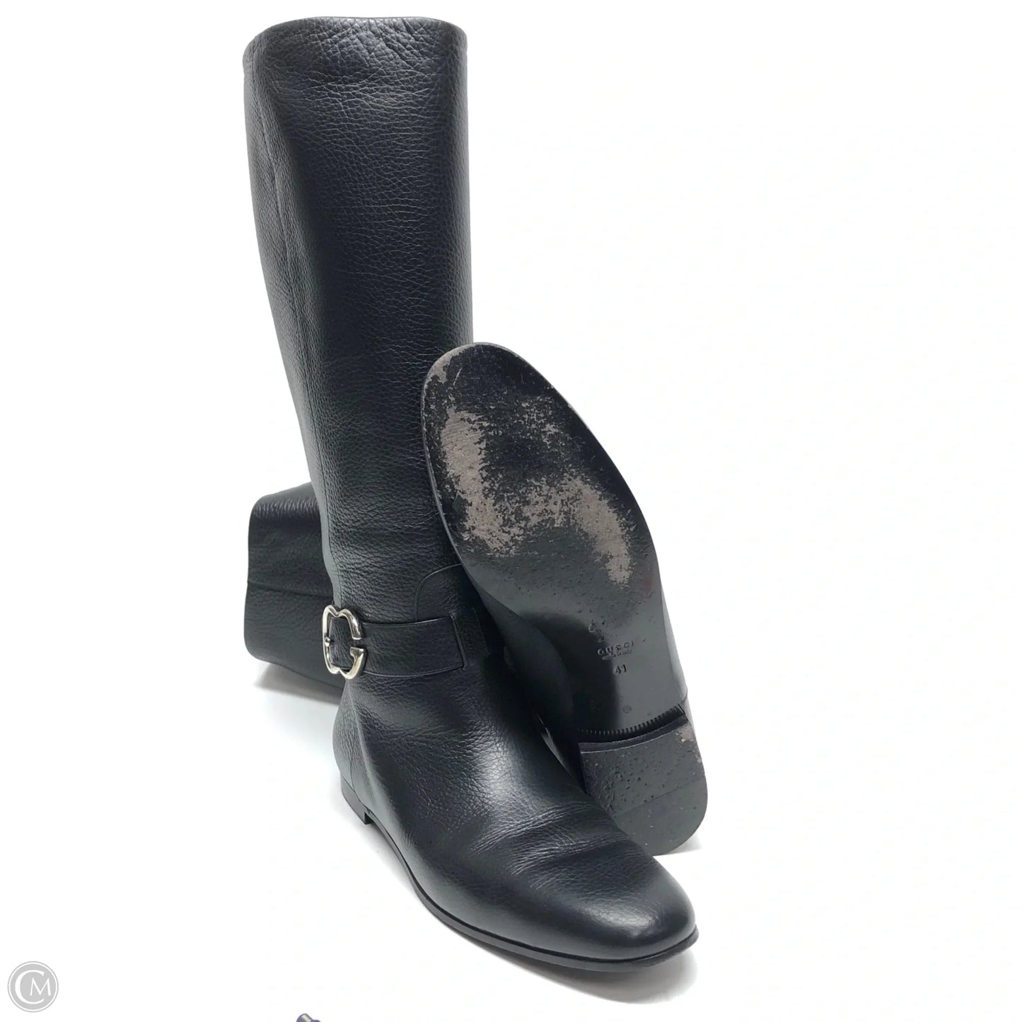 Boots Luxury Designer By Gucci In Black, Size: 10.5