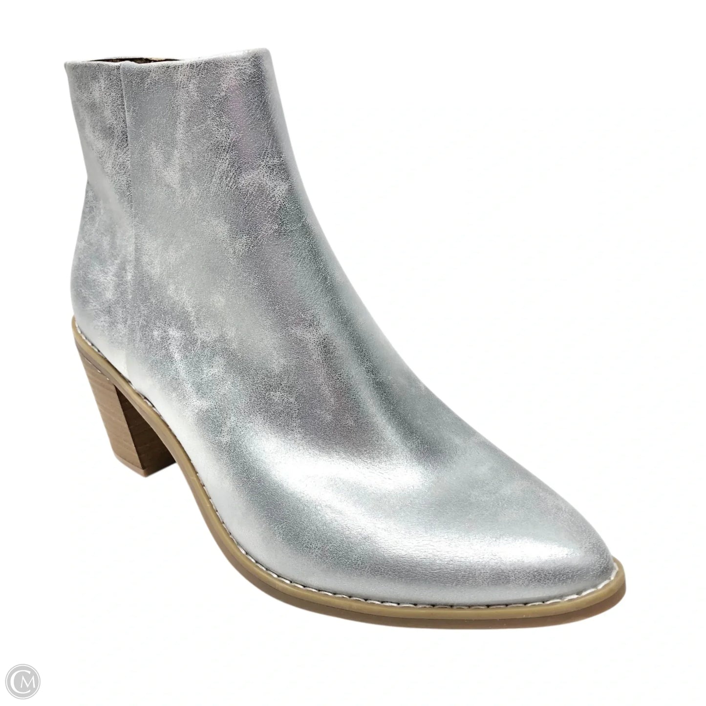 Boots Ankle Heels By Universal Thread In Silver, Size: 10