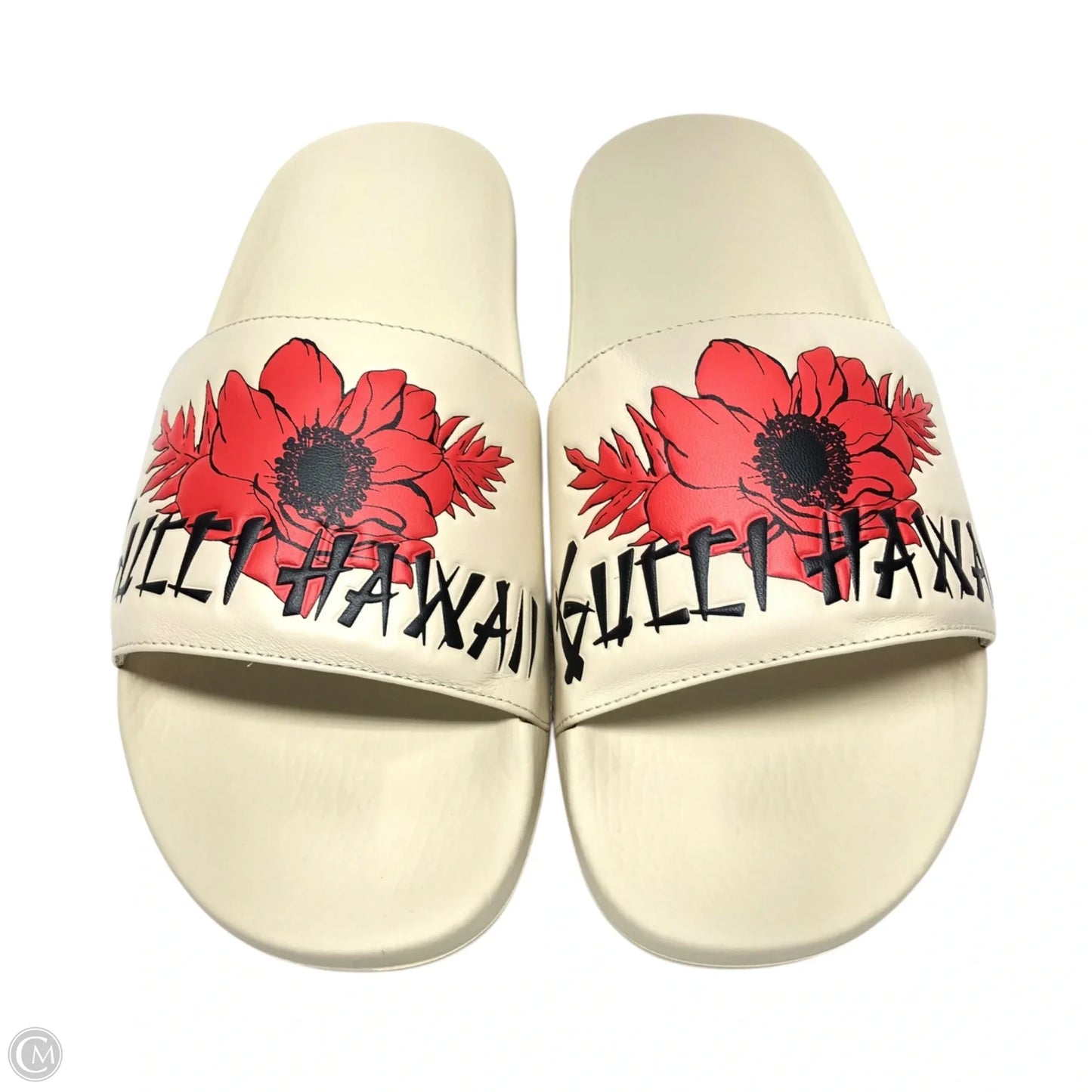 Sandals Luxury Designer By Gucci In Red & White, Size: 9.5