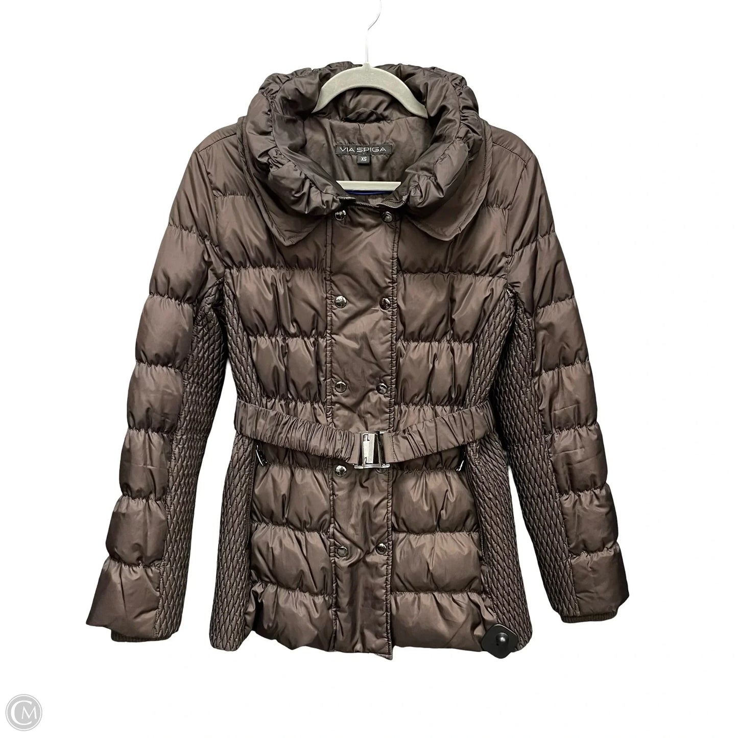 Jacket Puffer & Quilted By Via Spiga In Brown, Size: Xs
