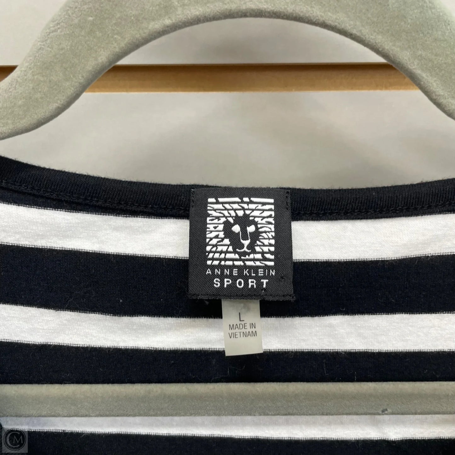 Top Long Sleeve By Anne Klein In Black & White, Size: L