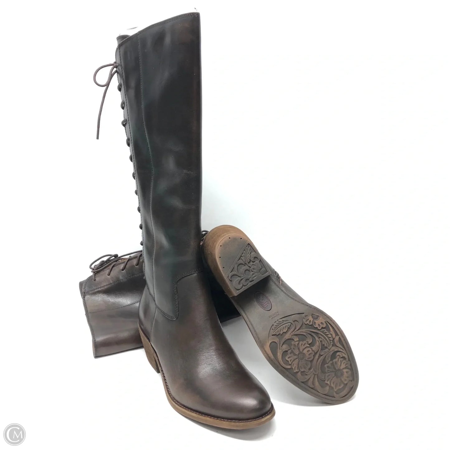 Boots Knee Heels By Sofft In Brown, Size: 11