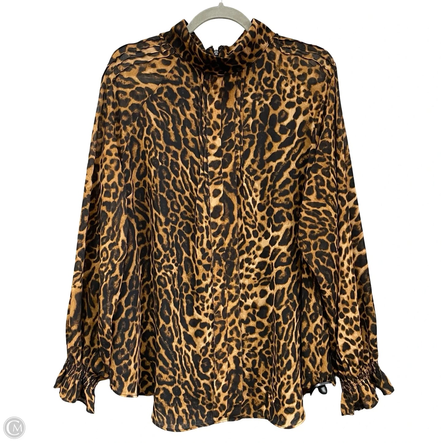 Blouse Long Sleeve By Lauren By Ralph Lauren In Animal Print, Size: 2x