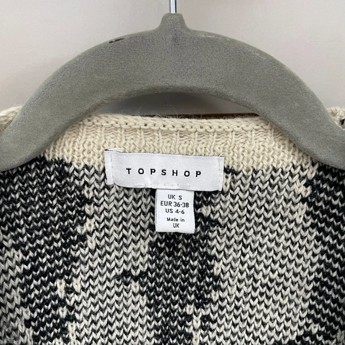 Sweater Cardigan By Topshop In Black & Cream, Size: 4