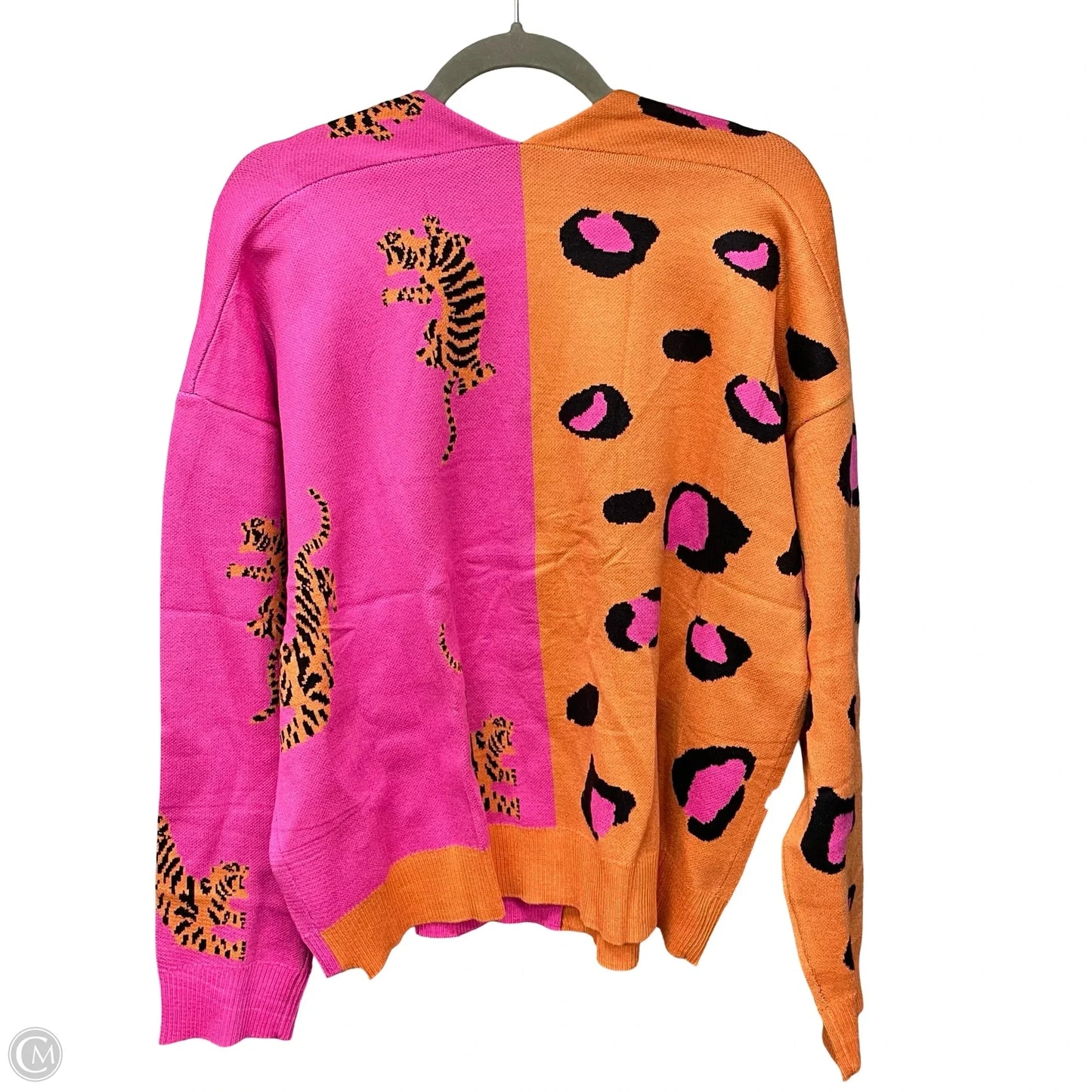 Sweater Cardigan By Clothes Mentor In Orange & Pink, Size: L