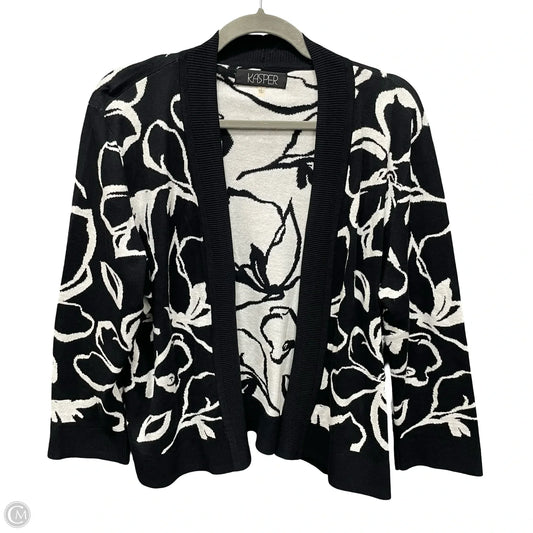 Sweater Cardigan By Kasper In Black & White, Size: L