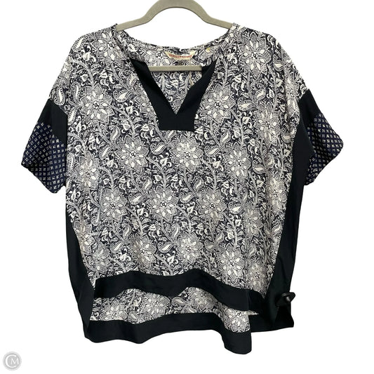 Top Short Sleeve By Rebecca Taylor In Blue & White, Size: 0