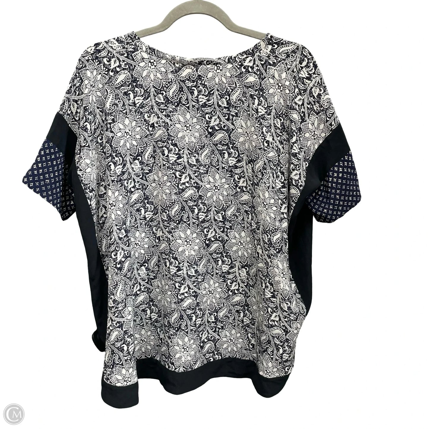 Top Short Sleeve By Rebecca Taylor In Blue & White, Size: 0