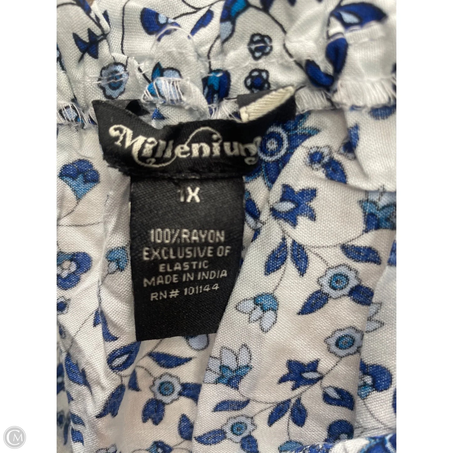 Blouse Long Sleeve By Clothes Mentor In Blue & White, Size: 1x