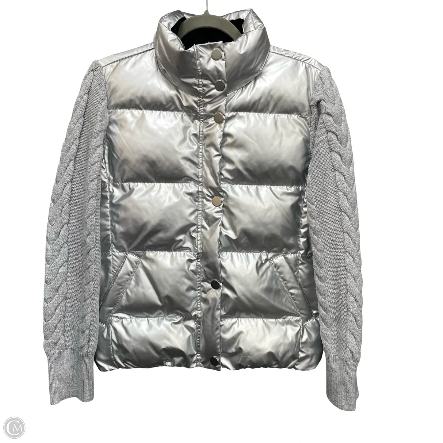 Jacket Puffer & Quilted By Talbots In Silver, Size: Sp