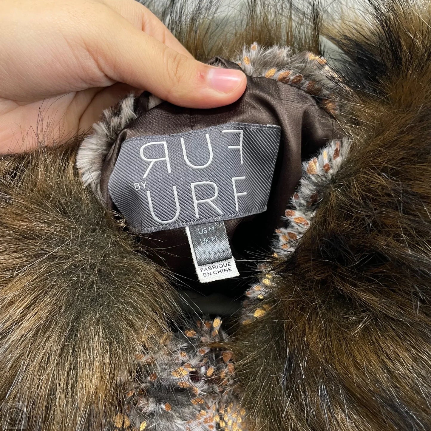 Jacket Faux Fur & Sherpa By Anthropologie In Brown & Gold, Size: M