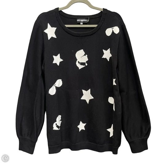 Sweater Designer By Karl Lagerfeld In Black & White, Size: L