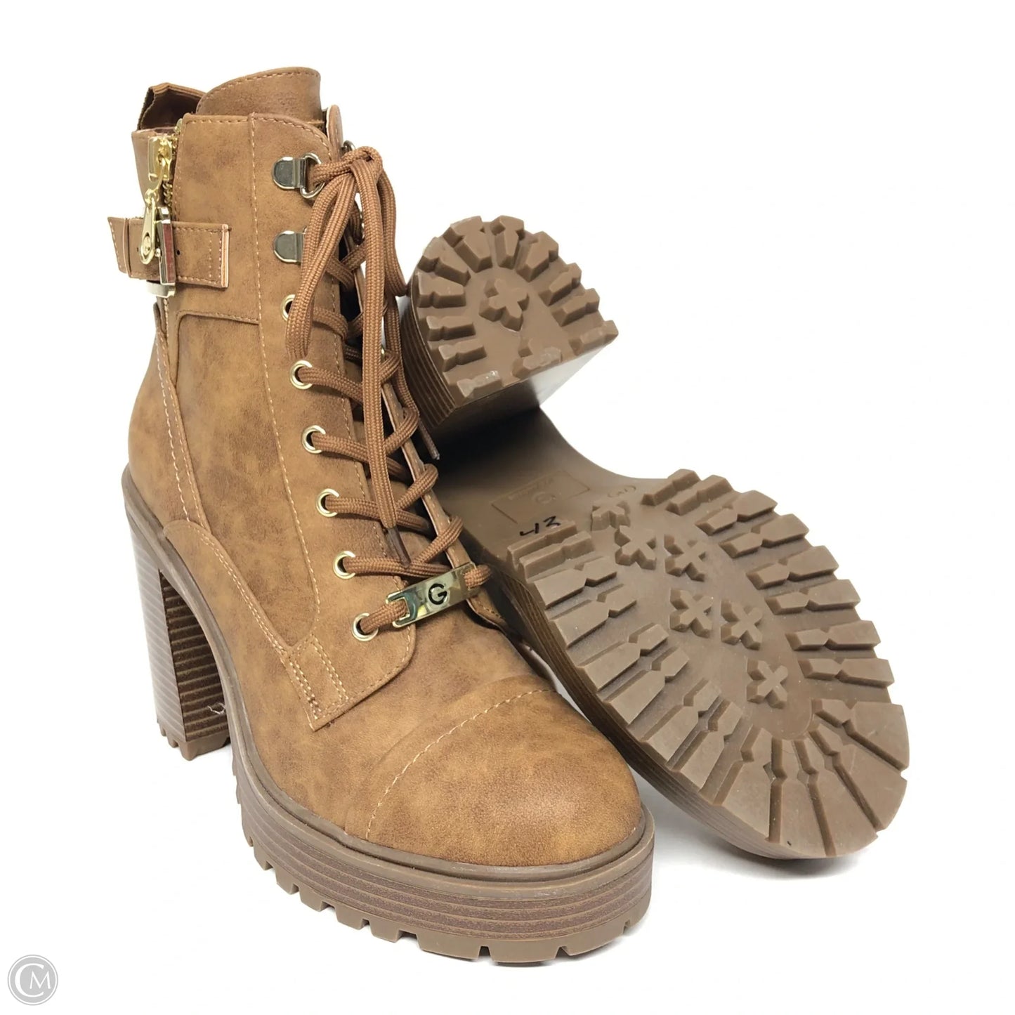 Boots Ankle Heels By Guess In Tan, Size: 7