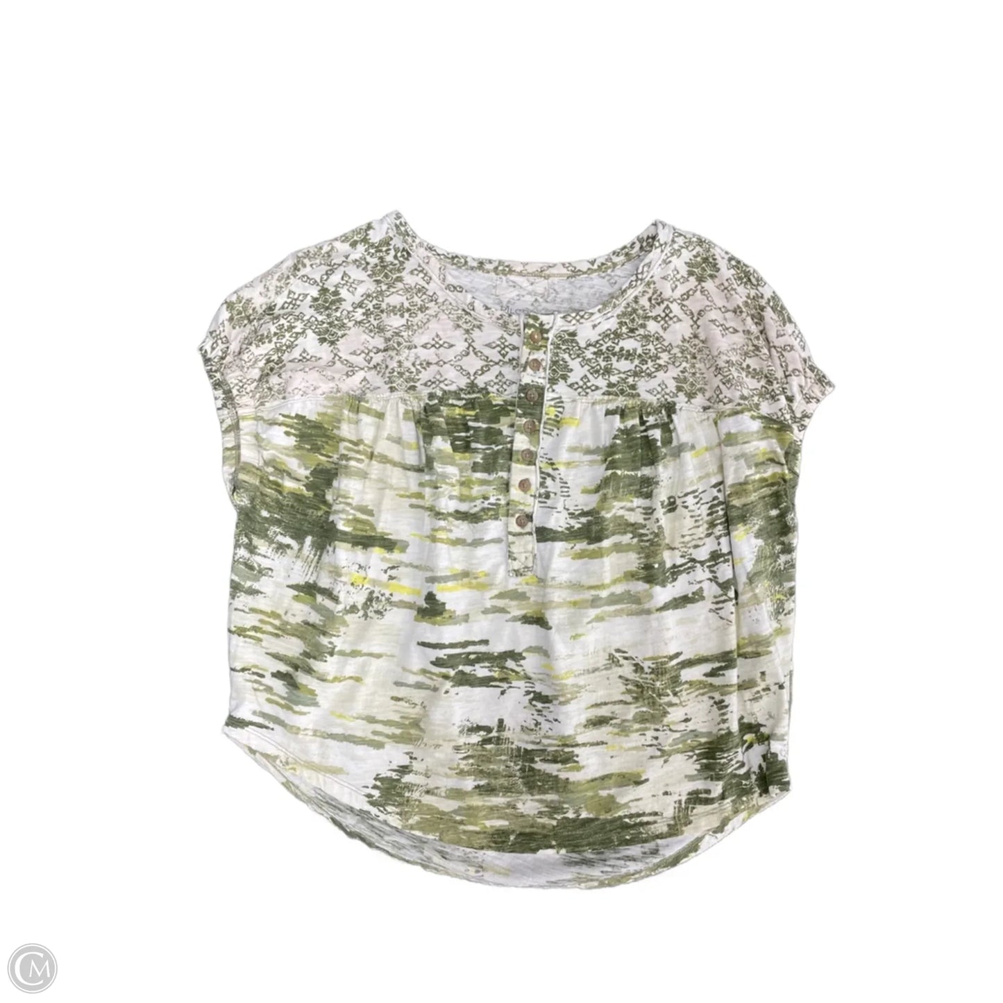 Top Short Sleeve By Pilcro In Green & White, Size: S