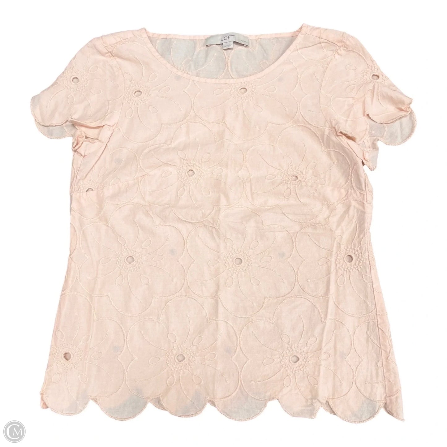 Top Short Sleeve By Loft In Peach, Size: Xsp