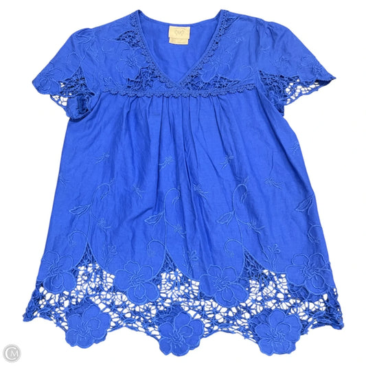 Top Short Sleeve By Anthropologie In Blue, Size: 4