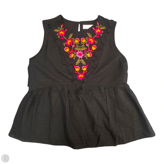 Top Sleeveless By Time And Tru In Black, Size: L