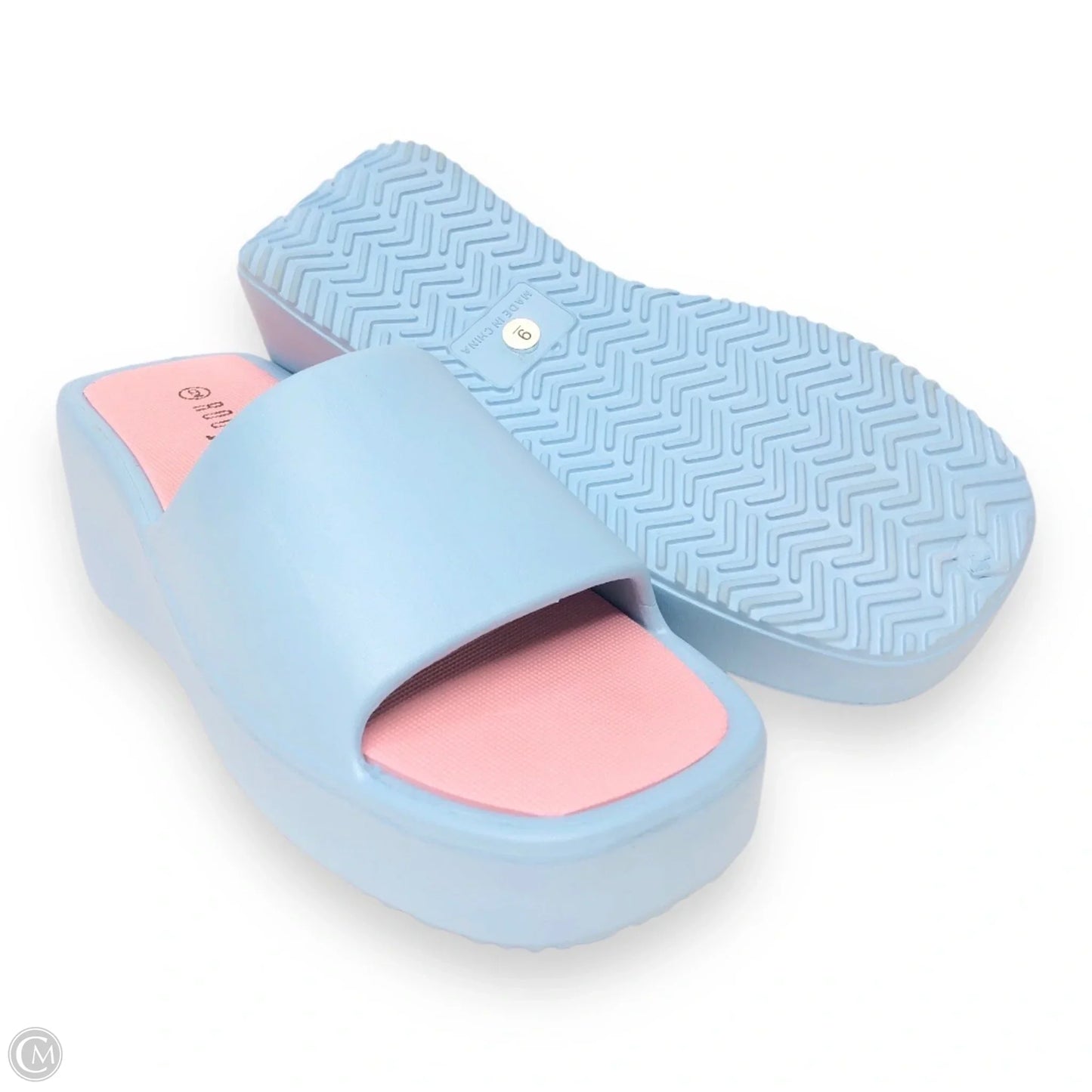 Sandals Heels Wedge By Rouge In Blue & Pink, Size: 9