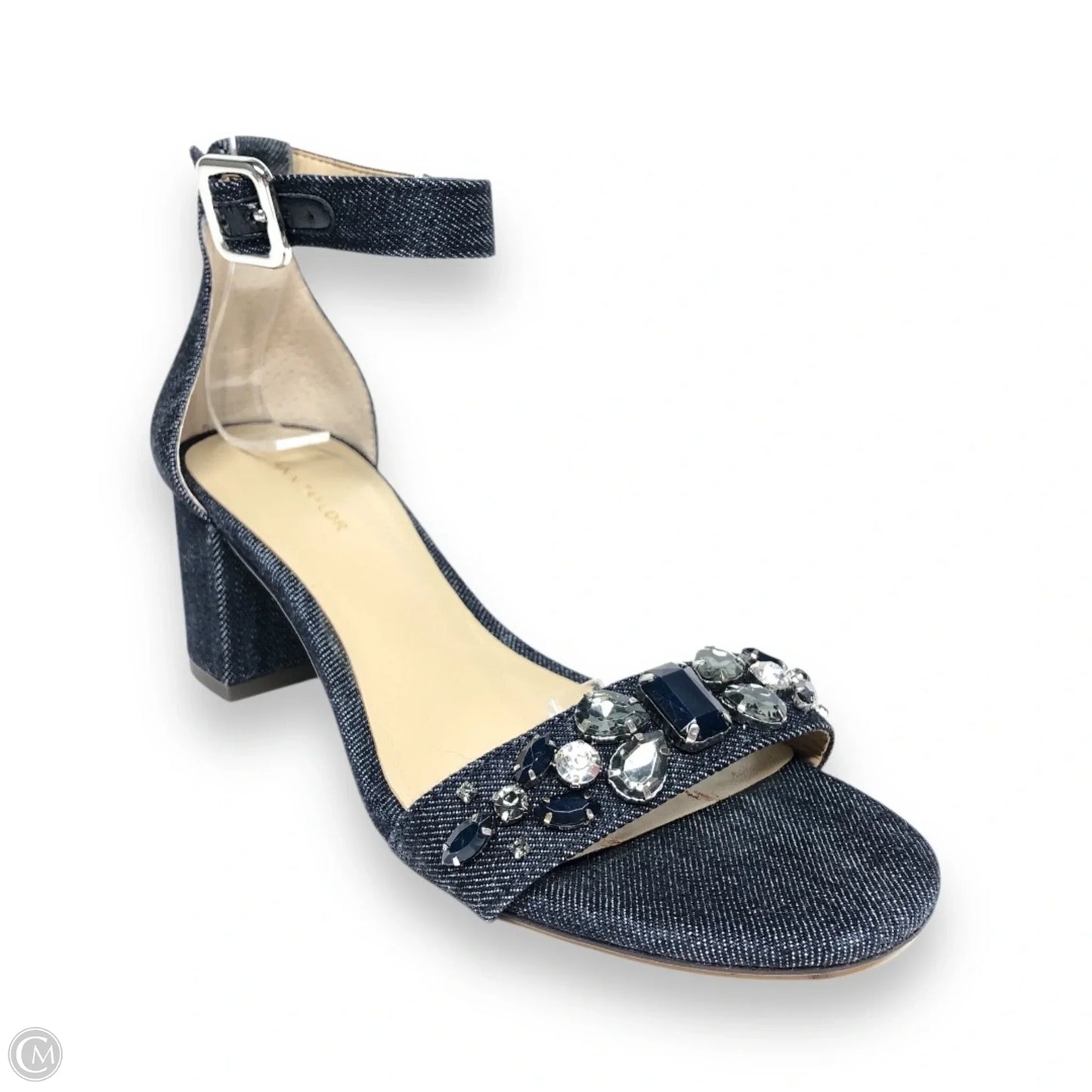 Sandals Heels Block By Ann Taylor In Blue Denim, Size: 5