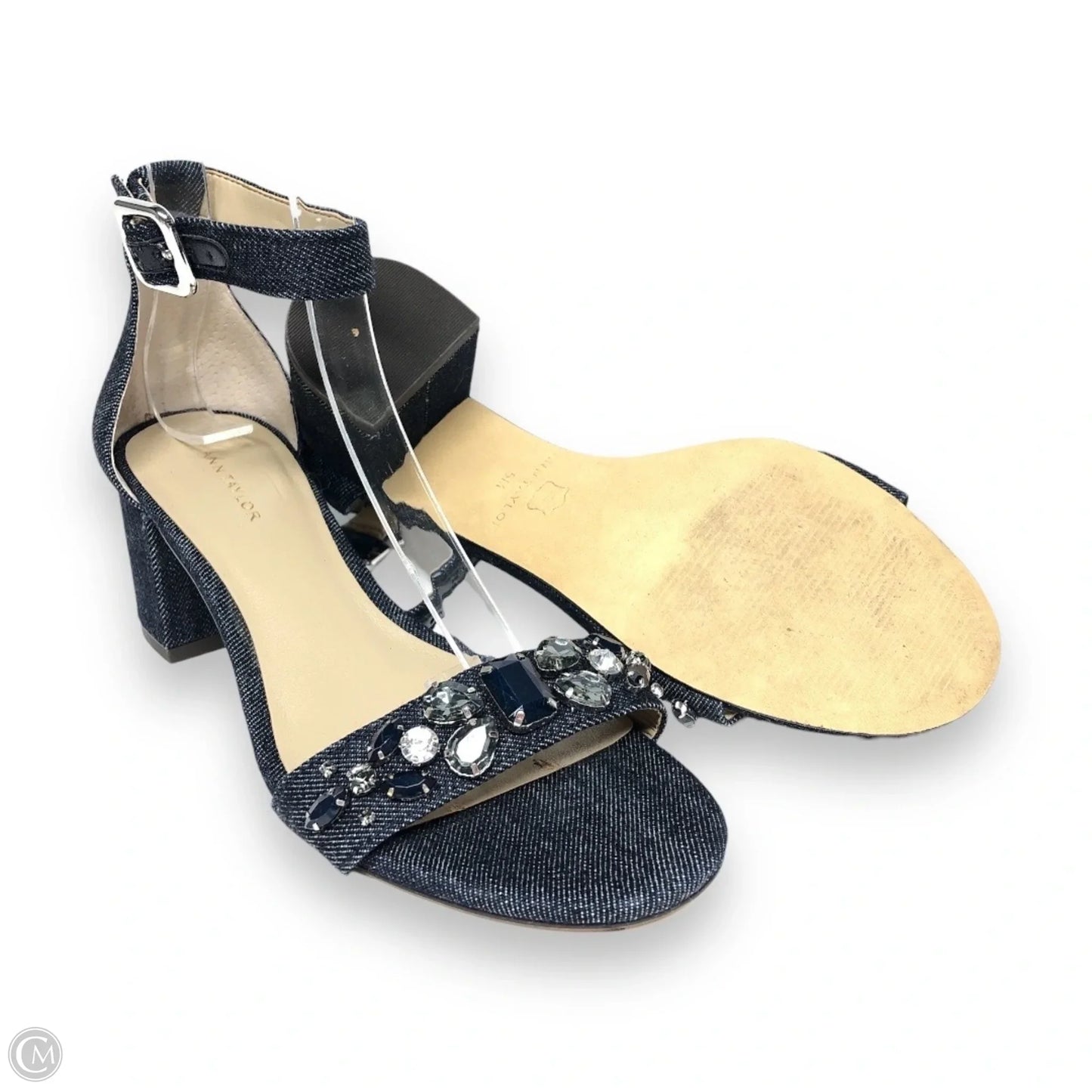 Sandals Heels Block By Ann Taylor In Blue Denim, Size: 5