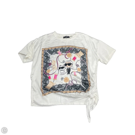Top Short Sleeve Designer By Karl Lagerfeld In White, Size: M