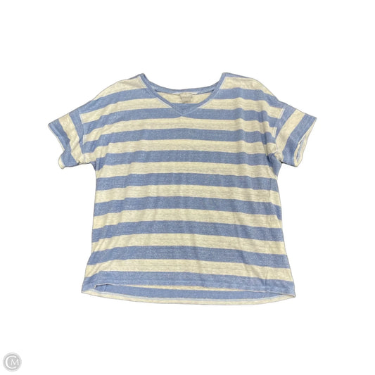 Top Short Sleeve By Chicos In Blue & White, Size: L