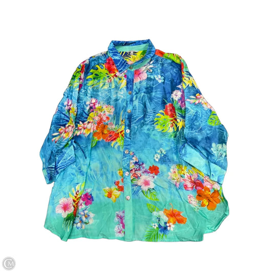 Top Long Sleeve By John Mark In Multi-colored, Size: 2x