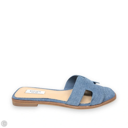 Sandals Flats By Steve Madden In Blue Denim, Size: 8