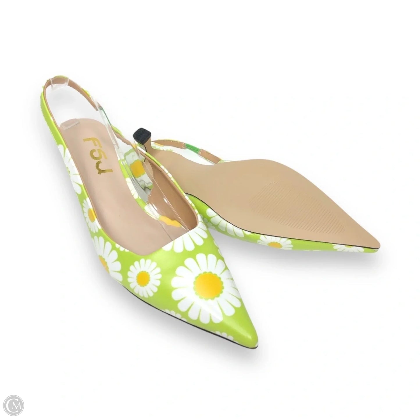 Shoes Heels Kitten By Cme In Green & White, Size: 7.5
