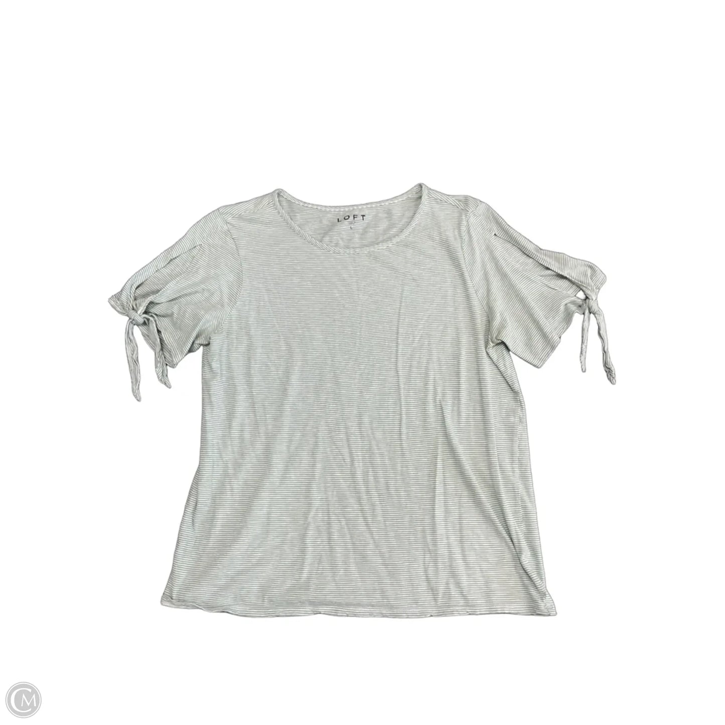 Top Short Sleeve By Loft In Green & White, Size: L
