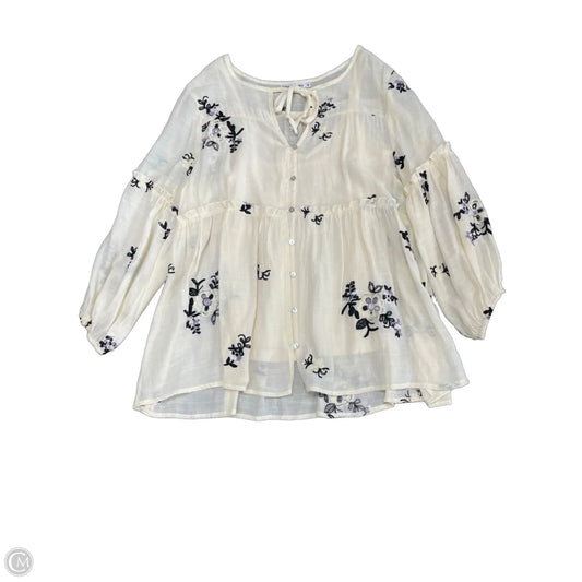 Blouse Long Sleeve By Figuero & Flower In Black & Cream, Size: M