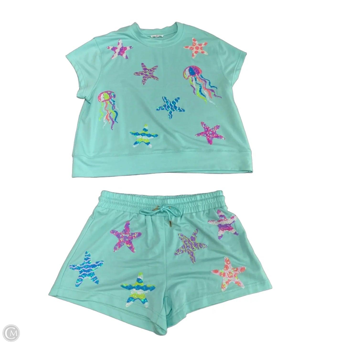 Shorts Set By Mary Square In Aqua, Size: S