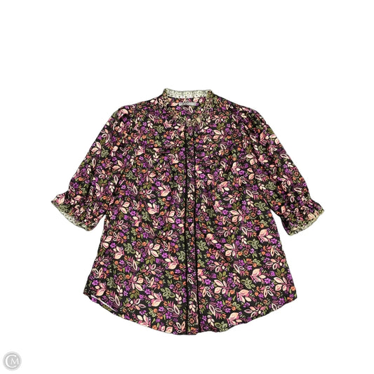 Blouse Short Sleeve By Wit & Wisdom In Floral Print, Size: M