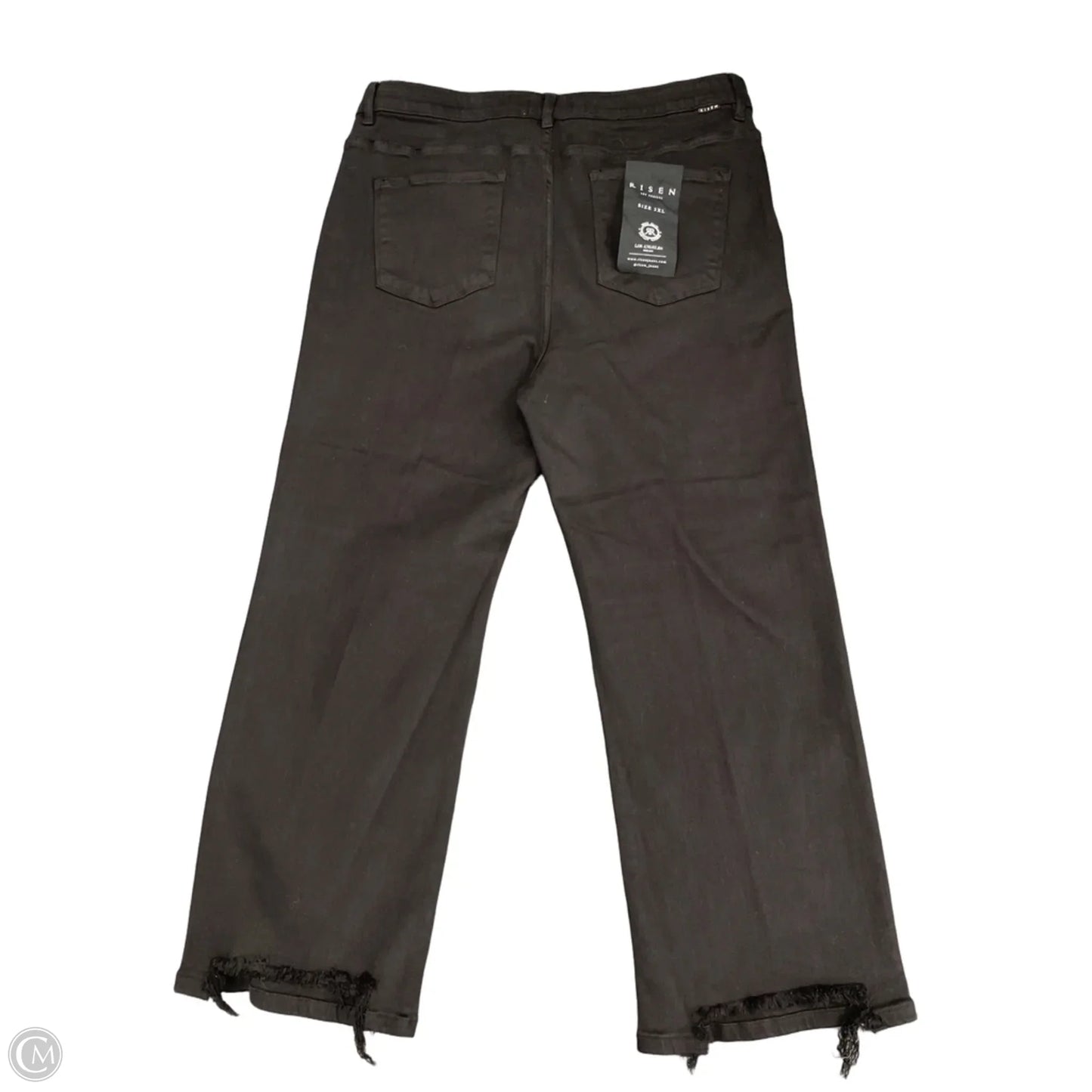 Jeans Wide Leg By Risen In Black Denim, Size: L