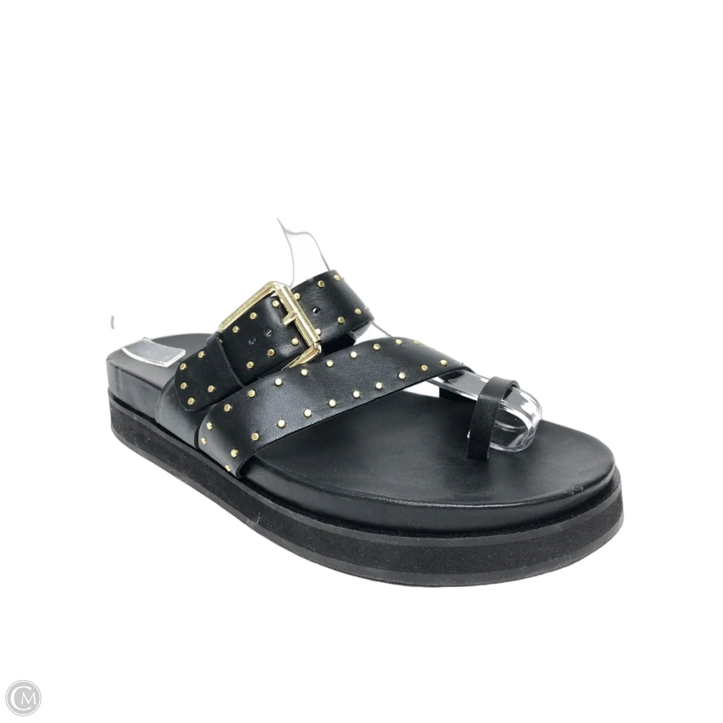 Sandals Heels Platform By Open Edit In Black & Gold, Size: 9