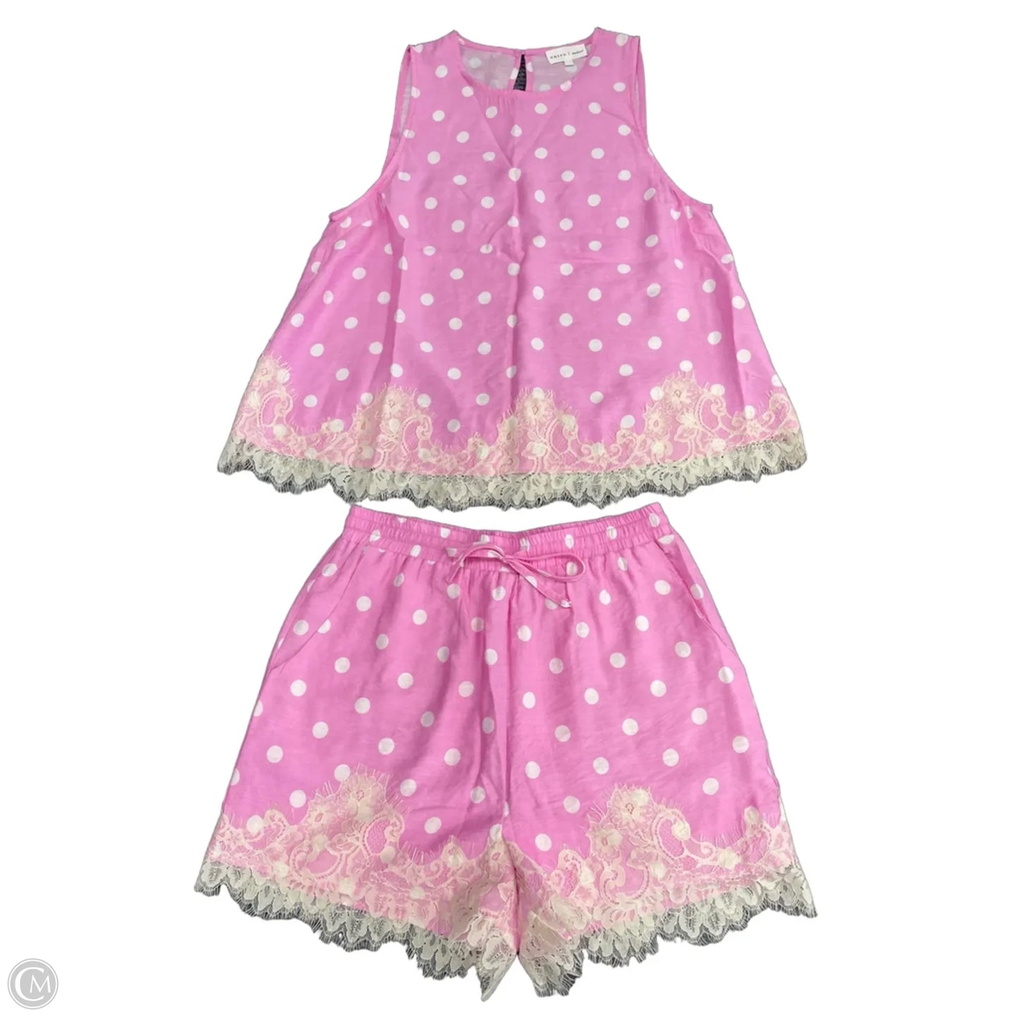 Shorts Set By Entro In Pink & White, Size: M