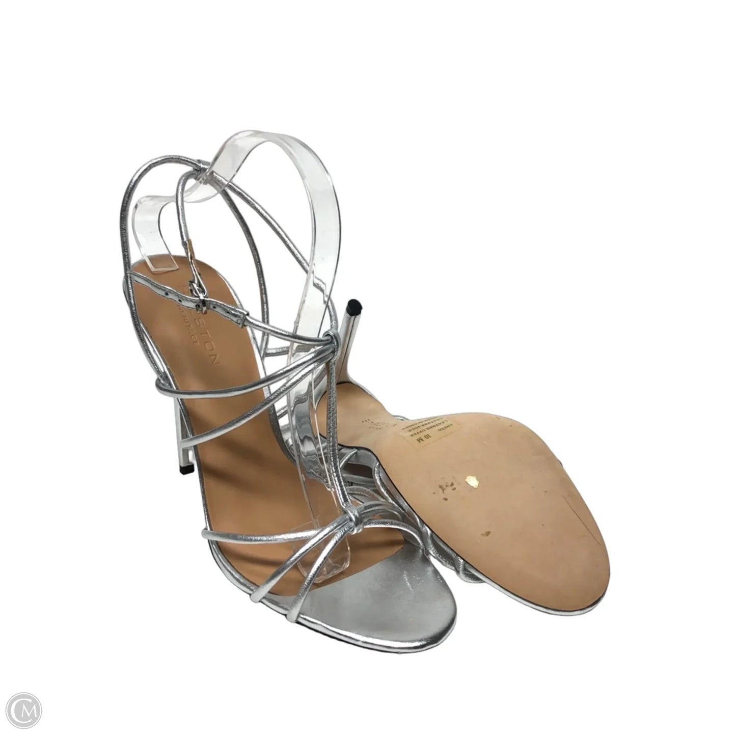 Sandals Heels Stiletto By Halston Heritage In Silver, Size: 10