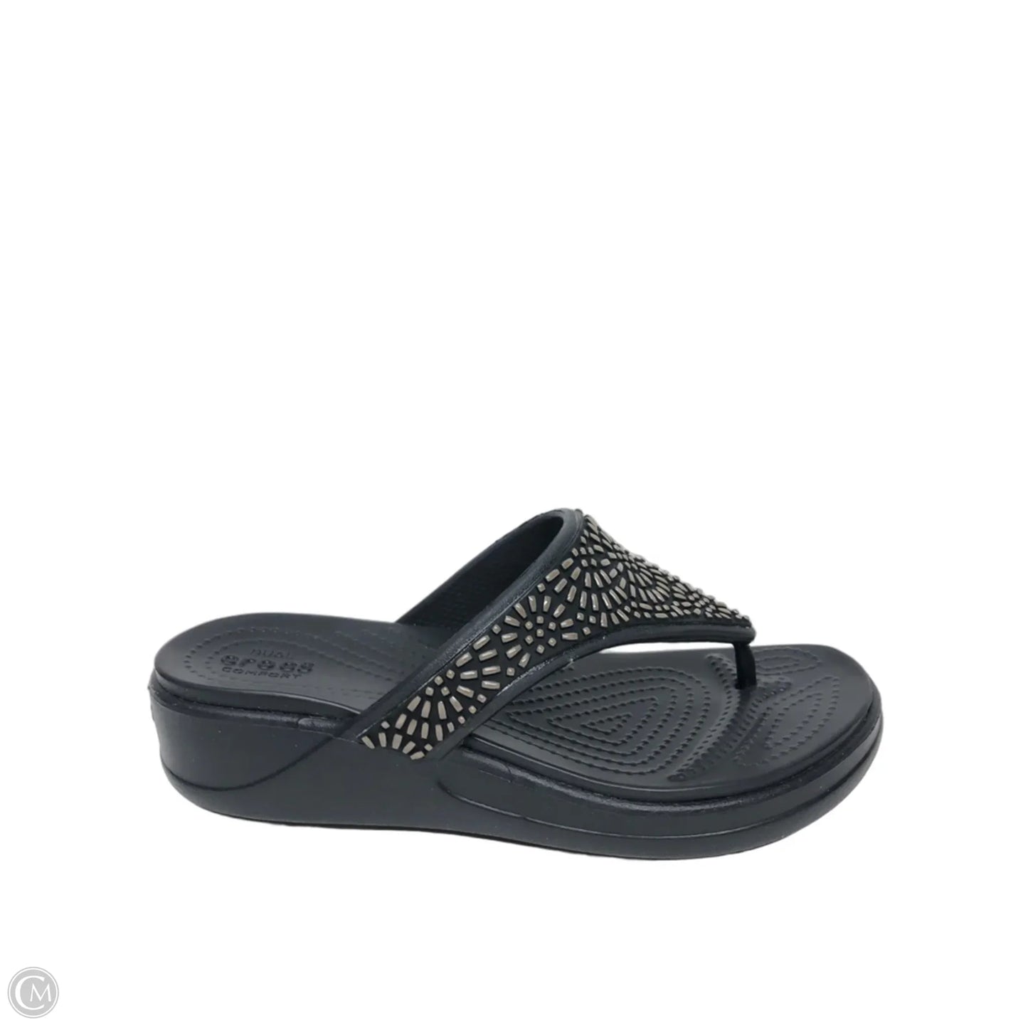 Sandals Heels Wedge By Crocs In Blue, Size: 5